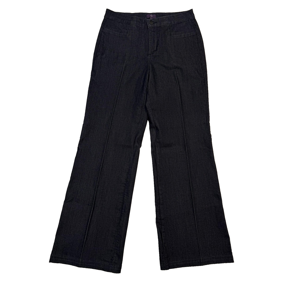 NYDJ Black Wide-Leg Flare Jeans with Center Seams